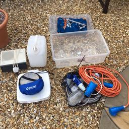 Water butt
Heater
Pans
Bin
Lighting 
Electric hook up 
Tv aerial cable and clamp

Bundle price- ONO

Open to offers on individual items. 

Collection only.