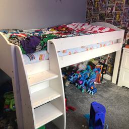 We’ve had this for 2 years and it’s a great sturdy bed. It has some marks on it and needs some tlc, painting due to my unruly 5 year old boy ! Hence the low sale price.
Disassembled and ready for collection.