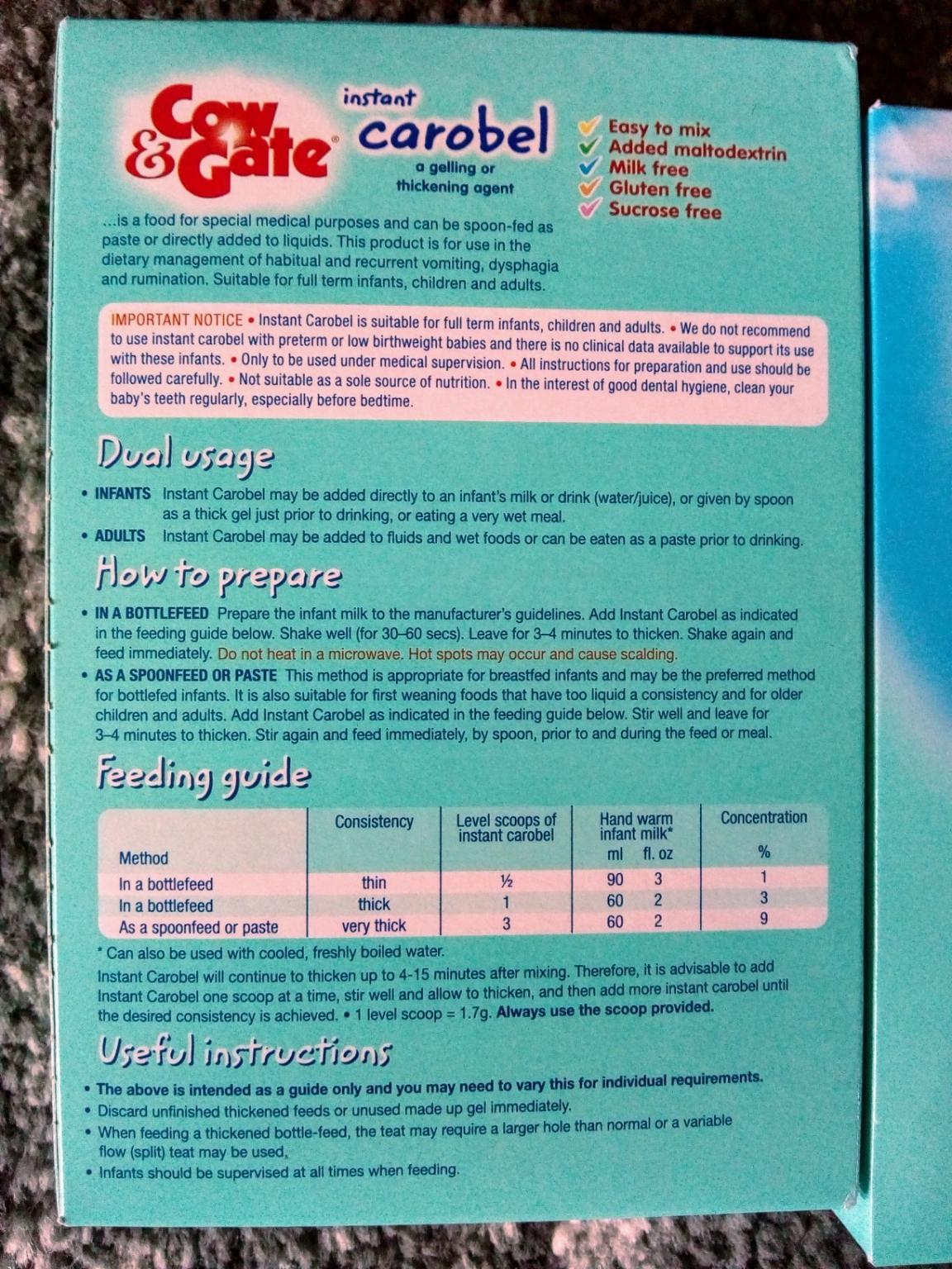 Carobel Milk Thickener x3 Use By 11.06.2020 in M23 Manchester for £12.00 for sale Shpock