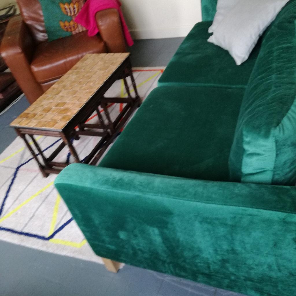 Ikea Karlstad 3 seater sofa with green velvet in SW4 Lambeth for £250.