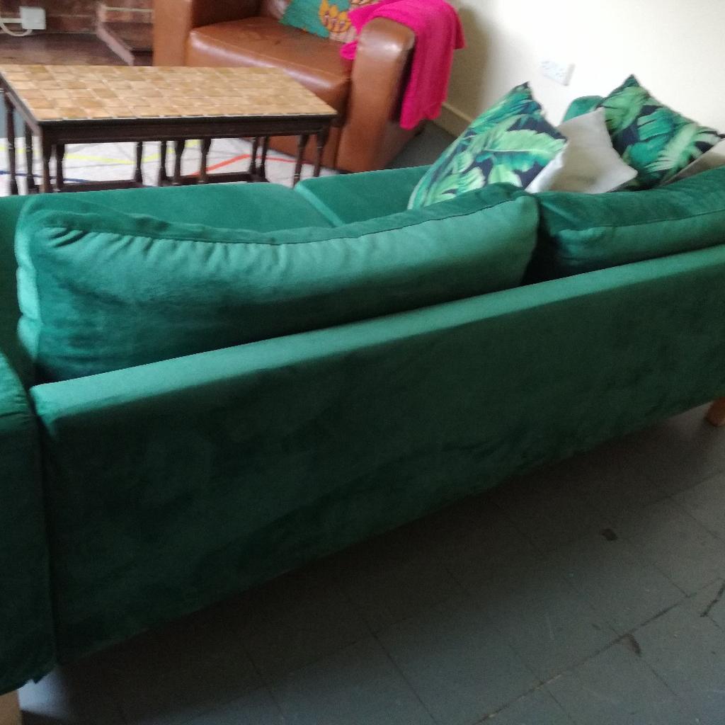 Ikea Karlstad 3 seater sofa with green velvet in SW4 Lambeth for £250.