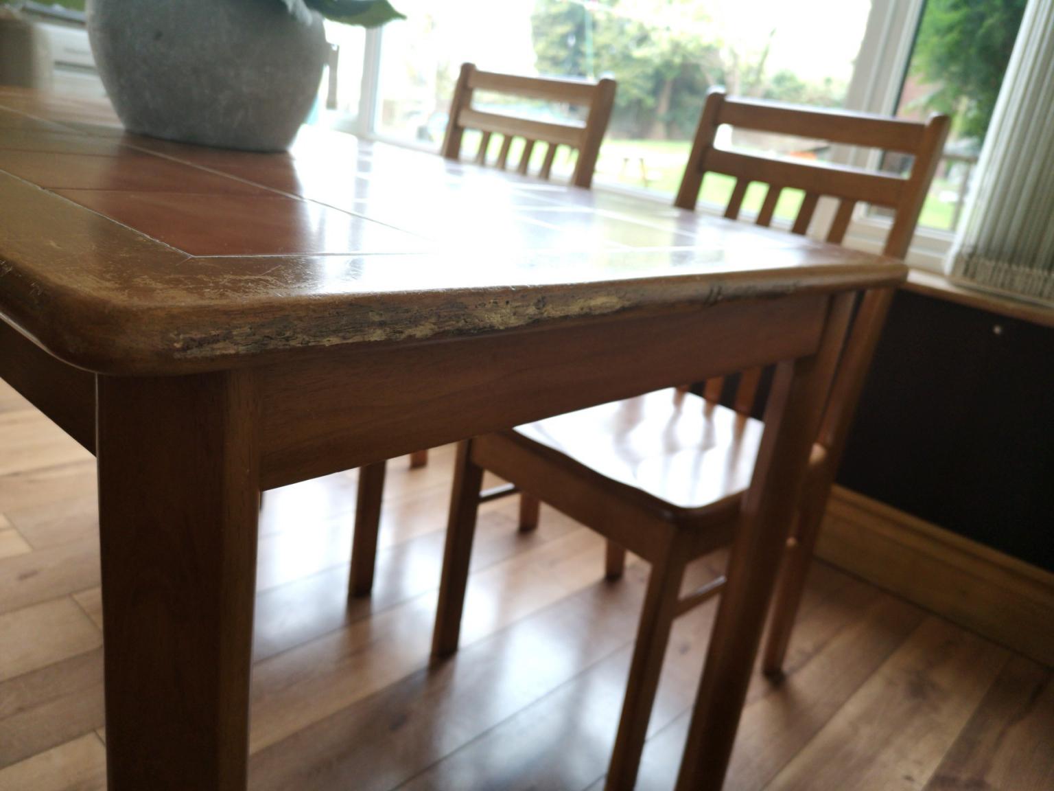 Vintage Oak Terracotta Dining Table & Chairs in Doncaster for £65.00