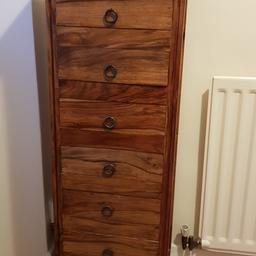 Lovely condition jali sheesham style and colour tall boy
Measures 116cm tall
40 cm wide
33 cm deep
Really nice set of drawers
Collection from Barwell LE9 area