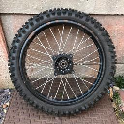 Front pit bike wheel 14” 12mm axel recent new bearings and tyre.