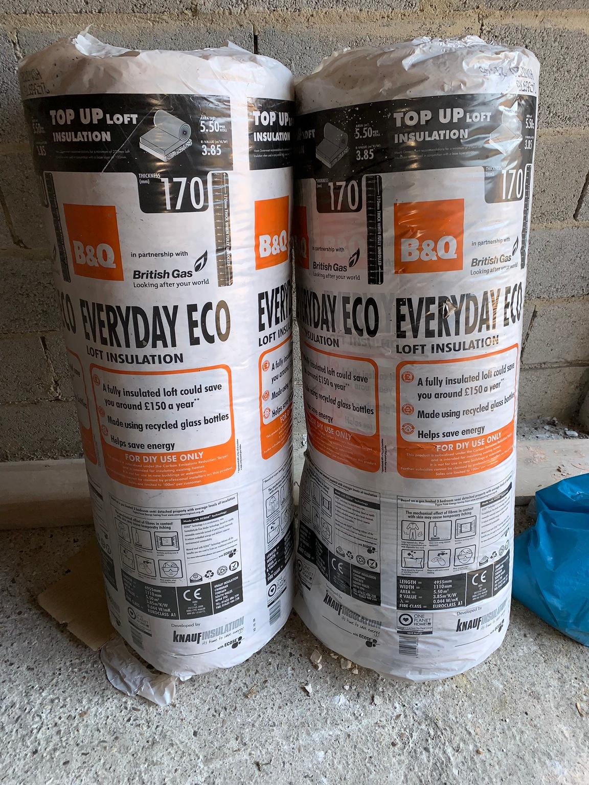 B&Q Everyday Eco Loft Insulation - 2 Rolls In London Borough Of Enfield ...