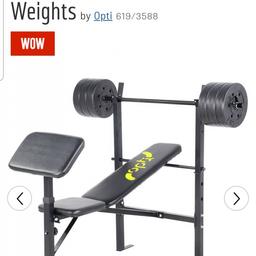 been used twice by lad selling as not getting used. inclines and has arm workout includes weights as in pictures. collection only.