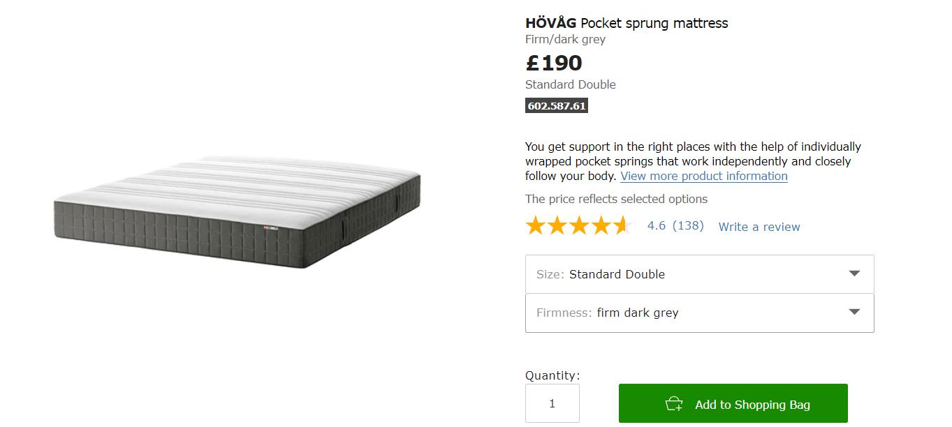 Used IKEA Hovag Double Mattress 3 Available in Coventry for £60.00