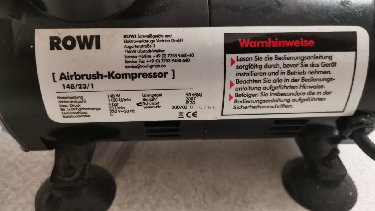 Airbrush-kompressor Rowi 148/23/1 in 74072 Heilbronn für € 10,00 zum ...