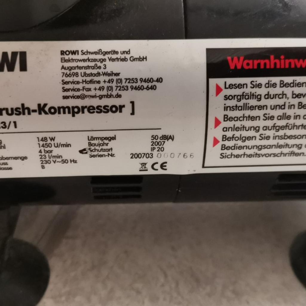 Airbrush-kompressor Rowi 148/23/1 in 74072 Heilbronn für € 10,00 zum ...