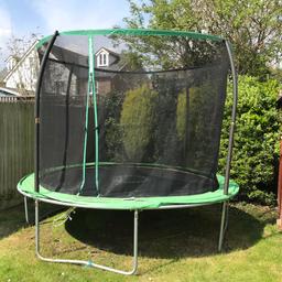 Large trampoline, 10ft in good condition. Comes with safety net and all fixings. Currently dismantled and ready for collection