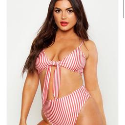 Brand new .. red and white stripe high waisted bikini size 16.