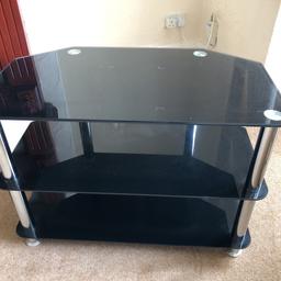 Black glass and chrome TV stand 70cm wide and 40cm depth