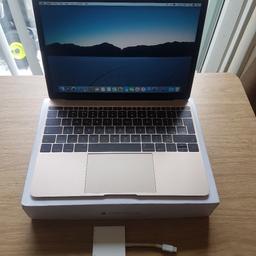 Hi. For sale a used but in good condition and fully working apple macbook Retina 12" 2015.
8gb Ram, 250gb ssd,1.1Ghz intel M cpu.
Battery cycle 324.
Office 2016 installed 
Comes boxed with genuine apple charger and a usb c to usb-c/hdmi/usb apple adapter.
There is a small dent shown on picture and some slight scratches from everyday use.
could do with a case.
Thanks for viewing
Can post within UK only.
Sensible offers welcomed