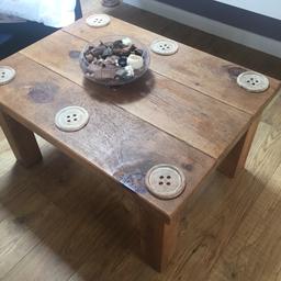 Low solid coffee table. Signs of wear as expected. Could benefit from some tlc or you can use as is, as I have, showing its character.

91cm x 68cm

Pick up Bramhope