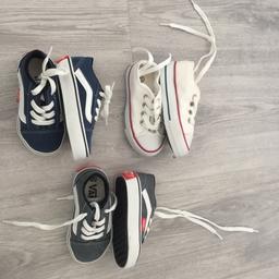 Fake kids converse / vans never worn brand new 
£10 for 3 pairs x £5 each 
Converse size 21
Vans size 20