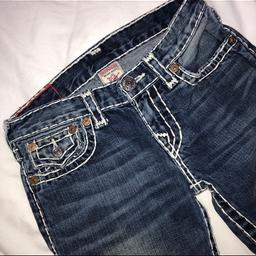 True Religion Dark Blue Jeans || Boys Age 10 || Kept in Immaculately good Mint condition || Basically new without tags || 100% Genuine || These look amazing on!! || Bought for £115 online from ODSdesignerclothing.com last year || Unfortunately I’ve grown out of them now - Postage is £3
