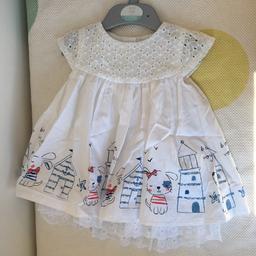 Beautiful dress, brand new without tags from Florence and Fred at Tesco. Age 3-6 months. From pet and smoke free home. Collection B97 or can post for a fee