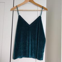 BNWOT Pull and Bear teal/turquoise velvet top with spaghetti straps and V-neckline.