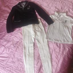 All Decathlon Fouganza brand (soft cotton material). Worn twice but 11year old has now outgrown ... Or it comes up small. 
Includes jacket (age12), white collared top (age 10) and jodhpurs (age 12).