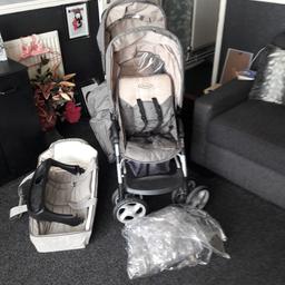 khaki green & beige double pushchair,needs a clean due to storage .only used twice...
includes carrycot which is used from newborn, raincover and foot warmer for when child is older. collection only rm3 area.... looking for 100 pound or near offer!!