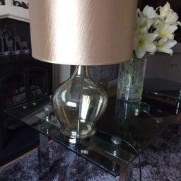 Large lamp and shade 14cm smoked glass bottom and light shimmer gold lamp v pretty inc bulb