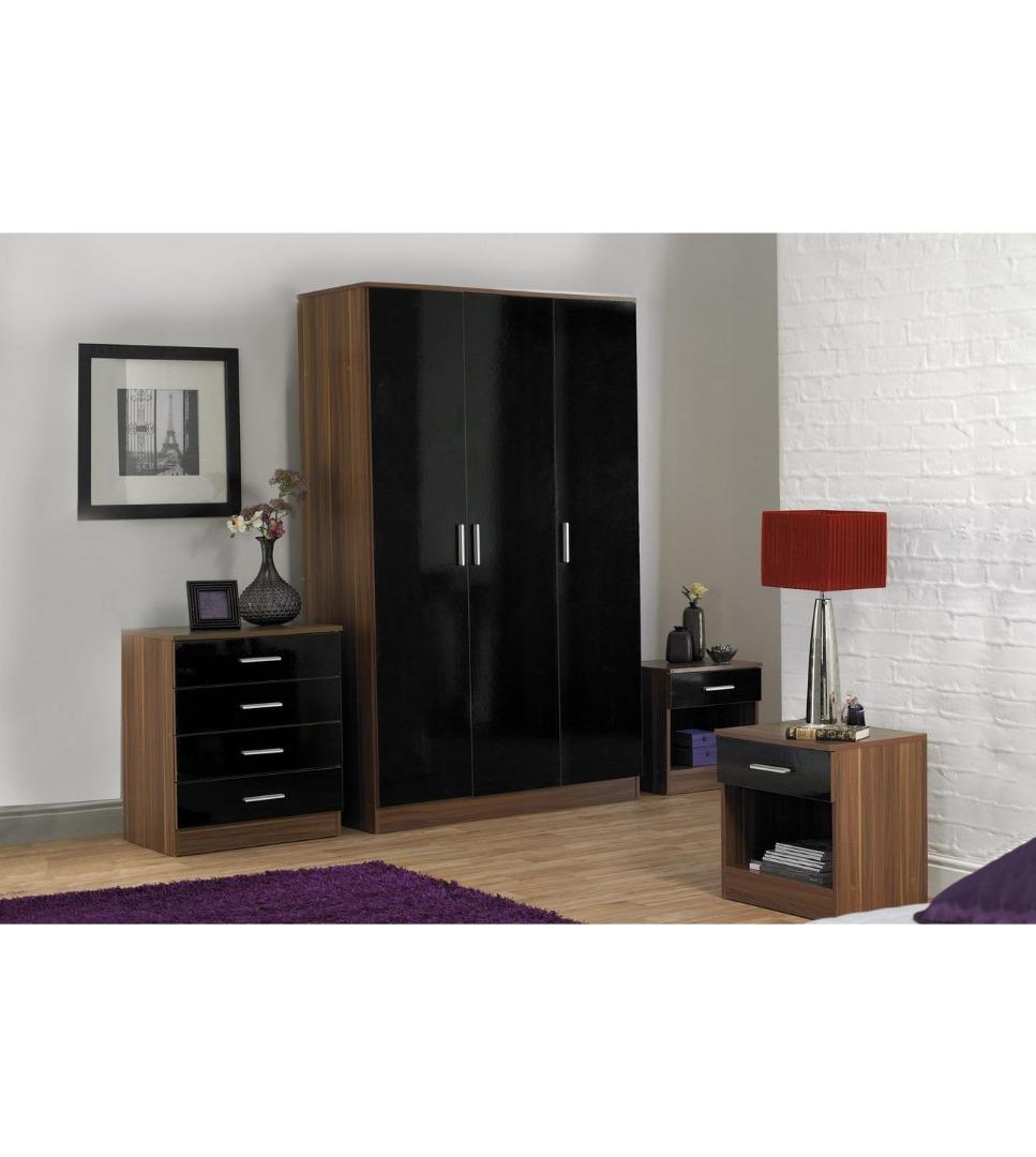 Carleton BLACK 4Piece HighGloss Bedroom Set in M350BN Failsworth for