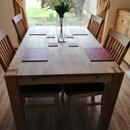 Oak dining table with four chairs for sale collection only