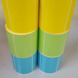 size 100x75mm green blue rolls have 750 per roll yellow ones 650 per roll kidderminster collection