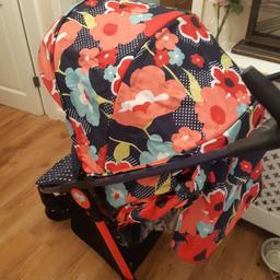 new proper poppy cosatto pram comes with guarantee only used once. in immaculate condition. only selling due to using other pram. Comes with rain cover, footmuff, carseat adaptors. 