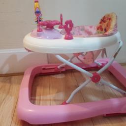 Good clean condition musical baby walker. It can be folded flat for storage. Very stable.