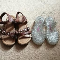 2 pairs of girls toddler size 8 sandals, both for £3. Collection Forest Road, Burton.