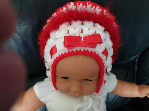 Buy & Sell West Midlands Solihull - Photos for Baby Crochet Fur Trim Hat 6m Red