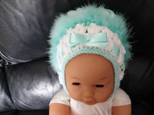 Buy & Sell West Midlands Solihull - Photos for Baby Crochet Fur Trim Hat 3m Mint