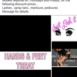 Lash extensions
Manicure , pedicure
Lash , brow tint
Thursday, Friday appointments
Discount prices for models lashes £20
Manicure, pedicure £10
Lash, brow tint £5