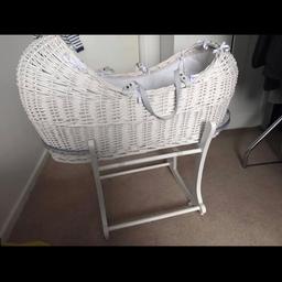 Mothercare Moses basket with box. Slept in twice as baby wouldn’t take to it, collection only!