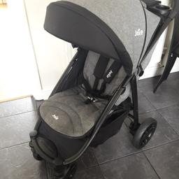Joie litrax 4,grey and black. Good clean condition,few scuffs to frame but nothing major. Large basket underneath,seat reclines flat,hood extends right over. One hand fold. (Seat is not marked in pic,just that it was still damp from washing it) Can deliver within 2 mile radius or collection b44