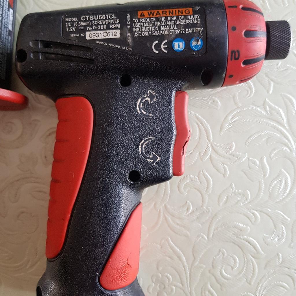 snap on 7.2v screwdriver 1/4" in East Staffordshire for £45.00 for sale