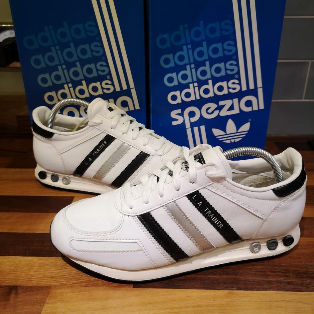 Adidas la shop trainers white leather