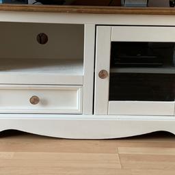 Corona TV unit up cycled in Rust-Oleum Antique White chalk paint.