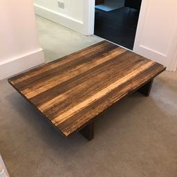 Dark wood rustic coffee table, originally bought from Habitat.

Can be varnished or stained to revive colour.