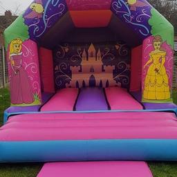 Why not book a Princess Castle for your child's party? Size is: 11ft by 15ft with set up on grass and payment on delivery. You can hire the castle over night at no extra cost providing set up is in a secure location. Call or text: 07785 180395 for more details.