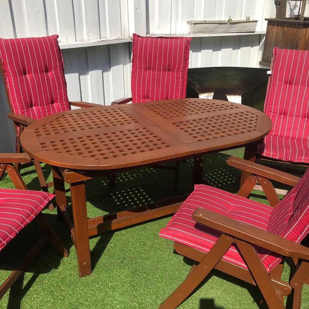 Gartenmöbel Set Teakholz 6teilig mit Auflagen in 42109 Wuppertal für
