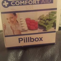 I week pillbox. brand new never been used. as described 7 removable trays with 4 compartments for each day. pick up Milton