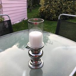 Silver and glass candle holder
