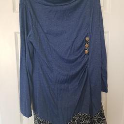 Brand new blue dress/long top
ruffle neck
Tag says 5xl but very small would fit size 16-18