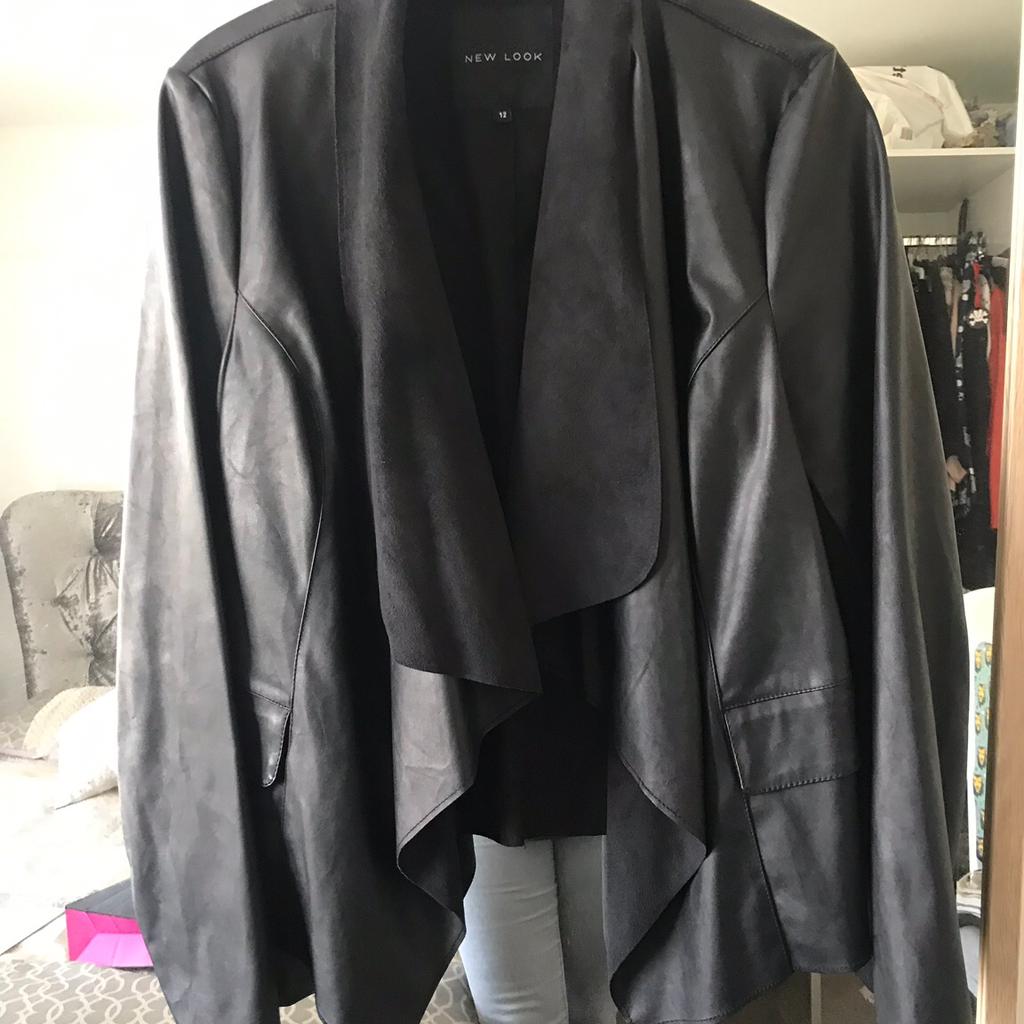 New look waterfall leather on sale jacket