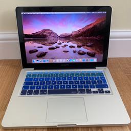 MacBook Pro 13.3 inch 2011 1280x800
2.3 ghz intel core i5
FaceTime HD camera 
Mac OS Sierra
4gb ram 1333 MHz ddr3
500gb storage
Backlit keyboard
SuperDrive cd-r,cd-rw,dvd-r,dvd-rw,dvd+rw,dvd+r,dl
Sdxc card slot
MagSafe power port
Ethernet port
Kensington lock
2x usb 2.0 slots
WiFi
Bluetooth
Stereo speakers
Headphones slot
With charger works fine
Used condition
No timewasters please