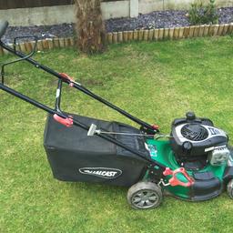 Qualcast petrol rotary lawnmower with 7 adjustable cutting heights, starts and cuts great, just serviced, Not self propelled. It also has a side chute for if you just want to mulch the grass without the grass box on.