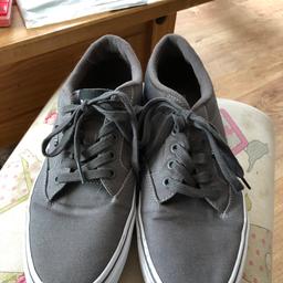 Men’s grey canvas vans.  Very little wear, so great condition.  Size 7.5.  Smoke free home, advertised elsewhere.  Happy to post.
