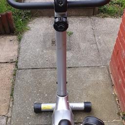 selling my exercise bike. hardly used as you can see on pics. just lost the back for battery cover. can see on pic. all in perfect working order. any questions please ask
